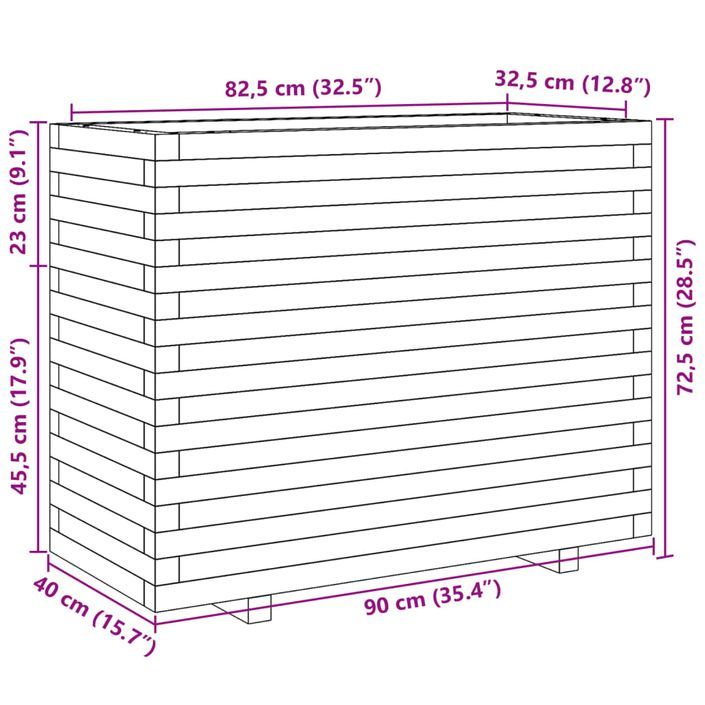 Jardinière 90x40x72,5 cm bois de pin massif - Photo n°10