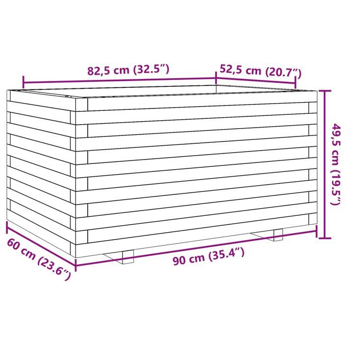 Jardinière 90x60x49,5 cm bois de pin imprégné - Photo n°10