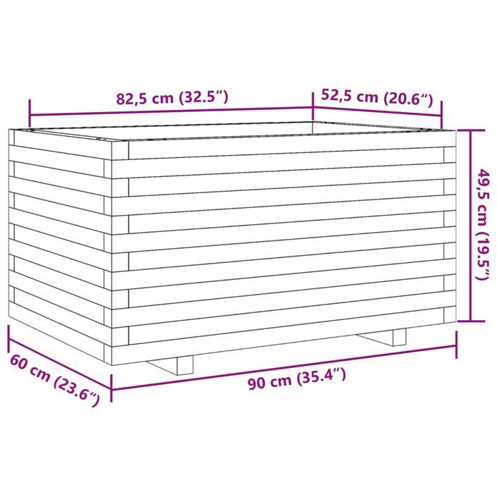 Jardinière 90x60x49,5 cm bois de pin massif - Photo n°10