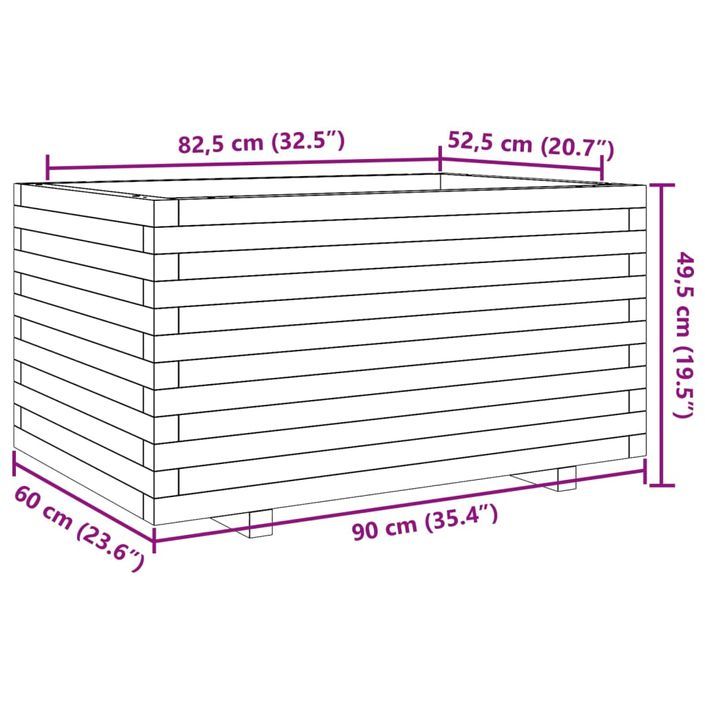 Jardinière 90x60x49,5 cm bois de pin massif - Photo n°10