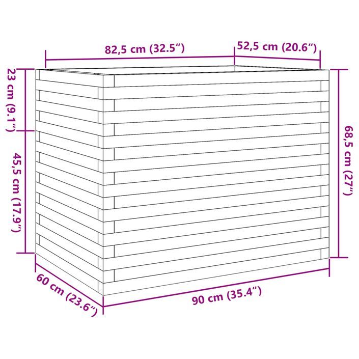 Jardinière 90x60x68,5 cm bois de pin imprégné - Photo n°10