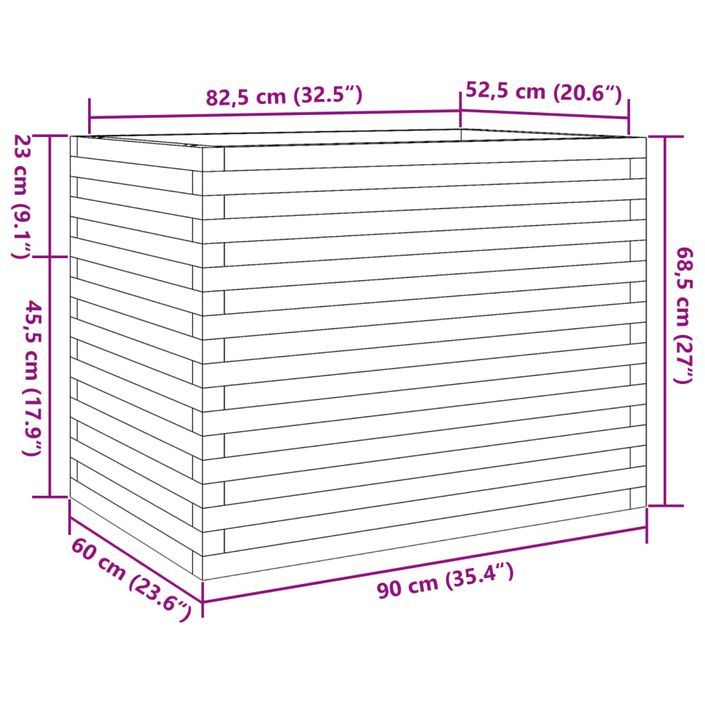 Jardinière 90x60x68,5 cm bois de pin massif - Photo n°10