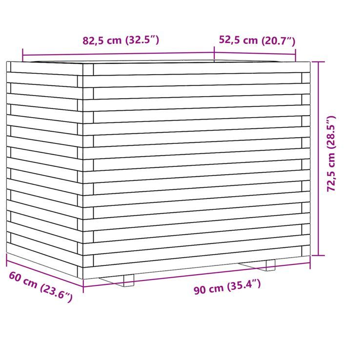 Jardinière 90x60x72,5 cm bois de pin imprégné - Photo n°10