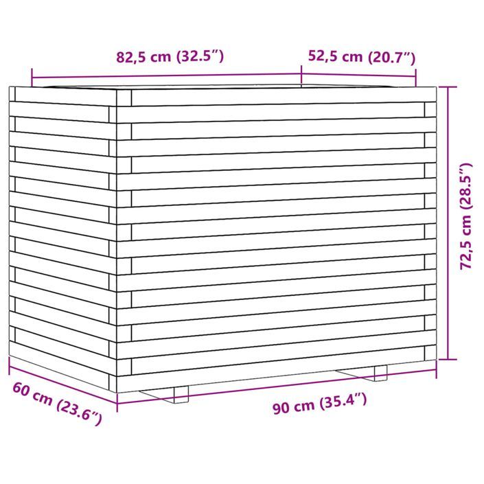 Jardinière 90x60x72,5 cm bois de pin massif - Photo n°10