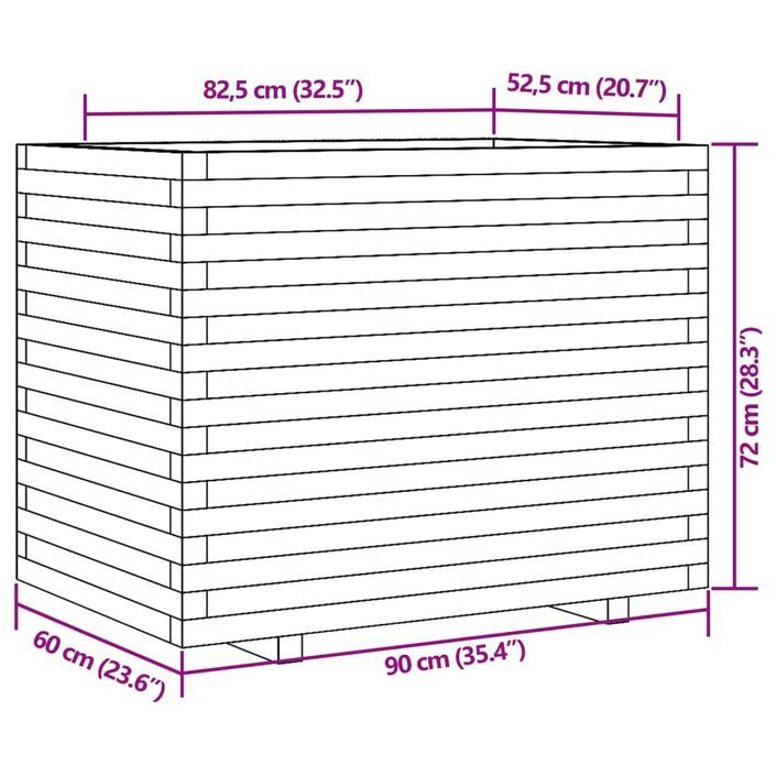 Jardinière 90x60x72 cm bois de pin massif - Photo n°10