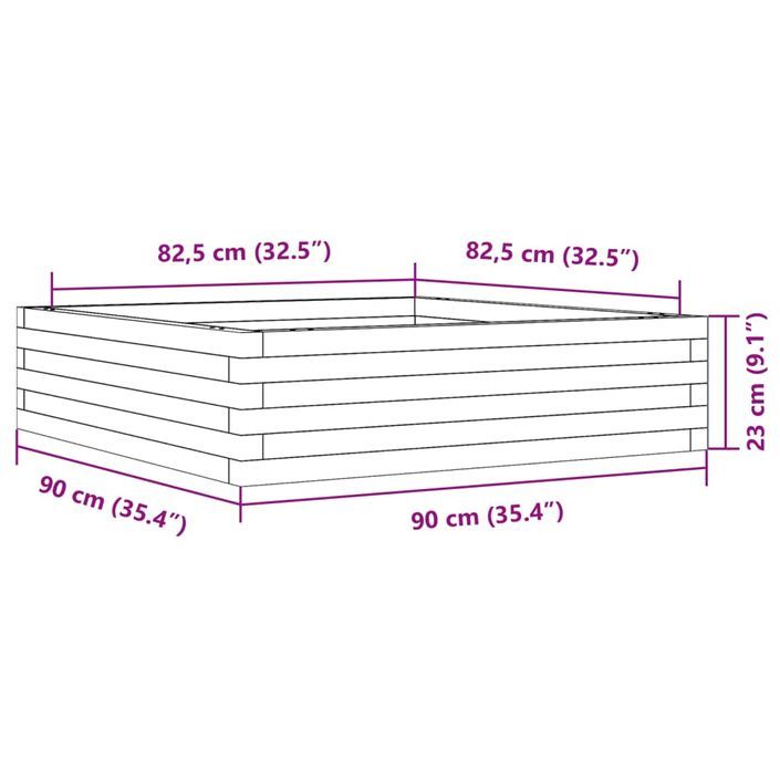 Jardinière 90x90x23 cm bois de pin imprégné - Photo n°10