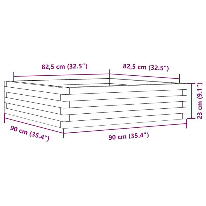 Jardinière 90x90x23 cm bois de pin massif - Photo n°11