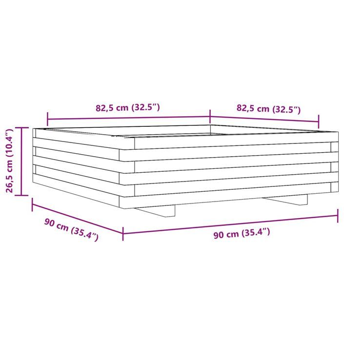 Jardinière 90x90x26,5 cm bois de pin imprégné - Photo n°10