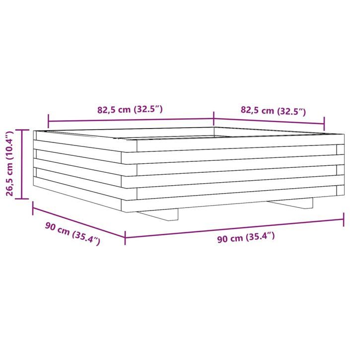 Jardinière 90x90x26,5 cm bois de pin massif - Photo n°10