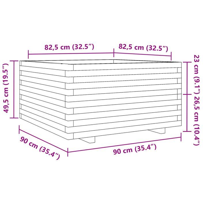 Jardinière 90x90x49,5 cm bois de pin imprégné - Photo n°10