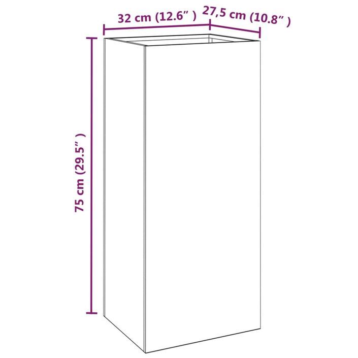 Jardinière argenté 32x27,5x75 cm acier galvanisé - Photo n°9