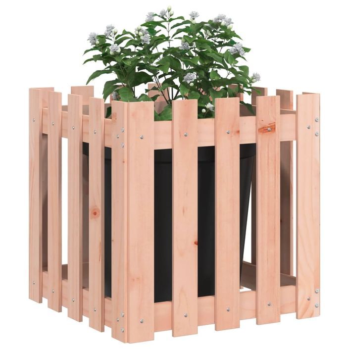 Jardinière avec design de clôture 50x50x50 cm Douglas massif - Photo n°3