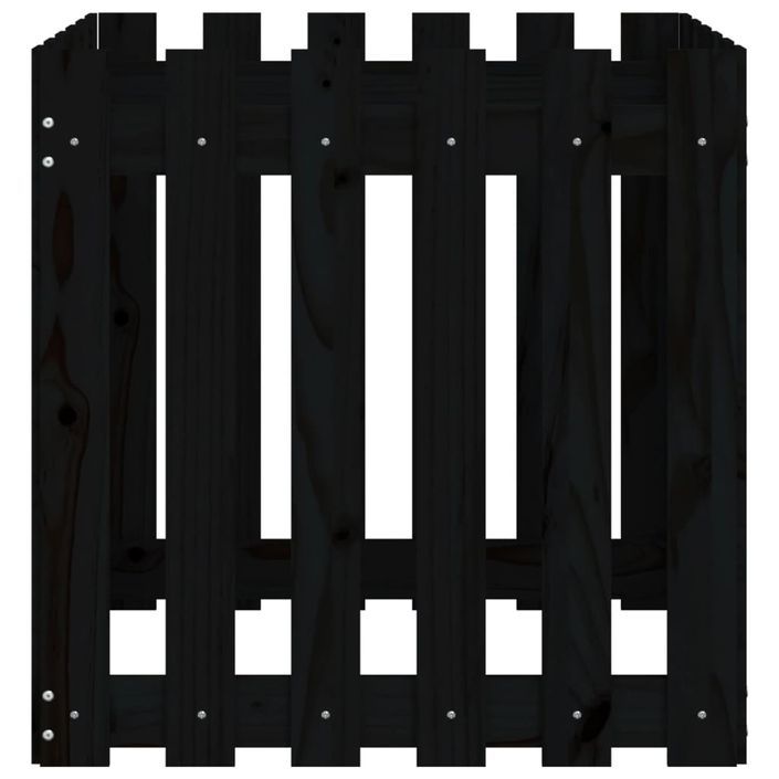 Jardinière avec design de clôture noir 60x60x60 cm pin massif - Photo n°6