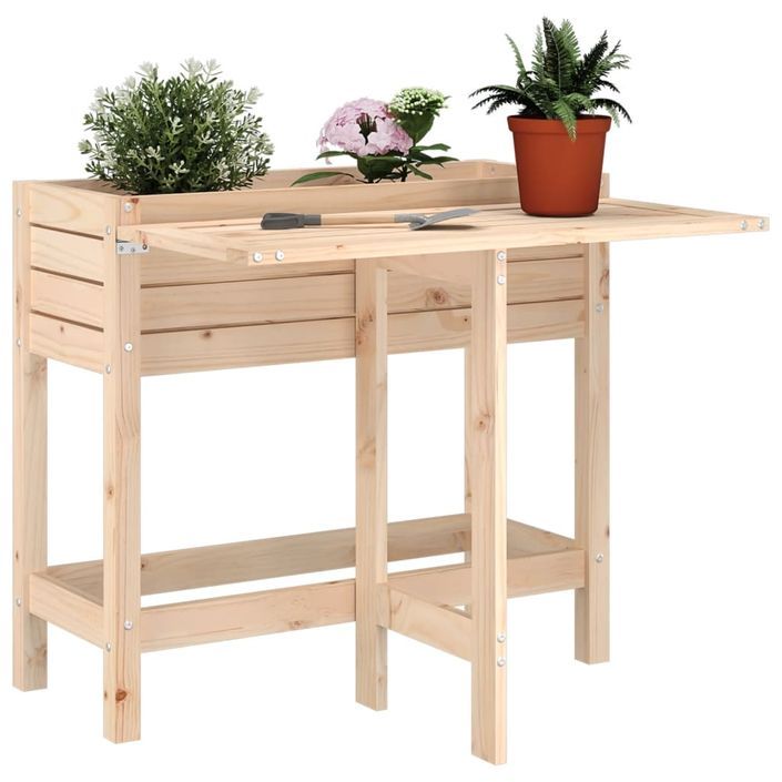 Jardinière avec dessus de table pliable bois de pin massif - Photo n°1