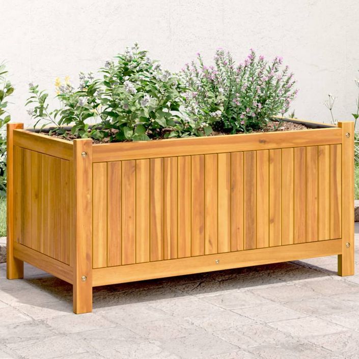 Jardinière avec doublure 80x42x40 cm bois massif d'acacia - Photo n°1