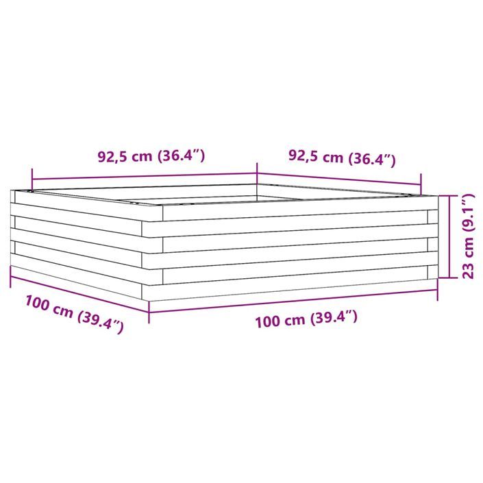 Jardinière blanc 100x100x23 cm bois de pin massif - Photo n°10