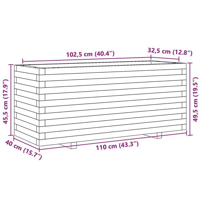 Jardinière blanc 110x40x49,5 cm bois de pin massif - Photo n°10