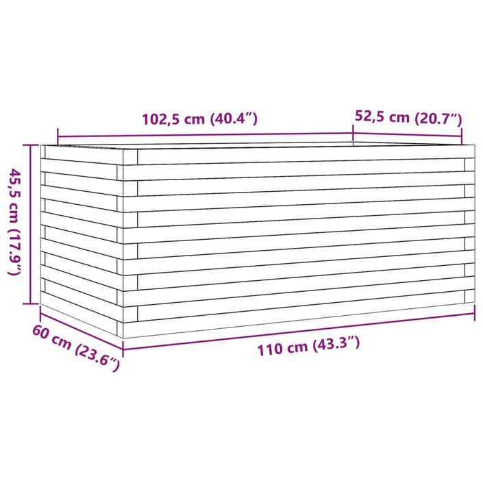 Jardinière blanc 110x60x45,5 cm bois de pin massif - Photo n°10