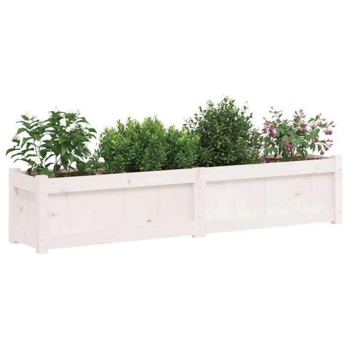 Jardinière blanc 150x31x31 cm bois massif de pin - Photo n°4