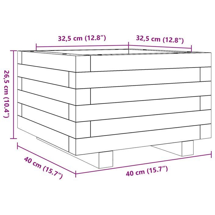 Jardinière blanc 40x40x26,5 cm bois de pin massif - Photo n°10