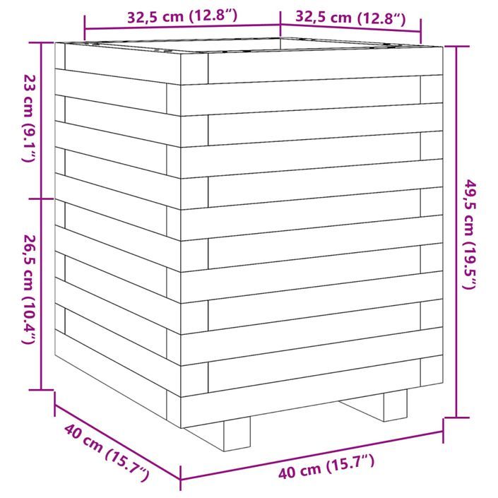 Jardinière blanc 40x40x49,5 cm bois de pin massif - Photo n°10