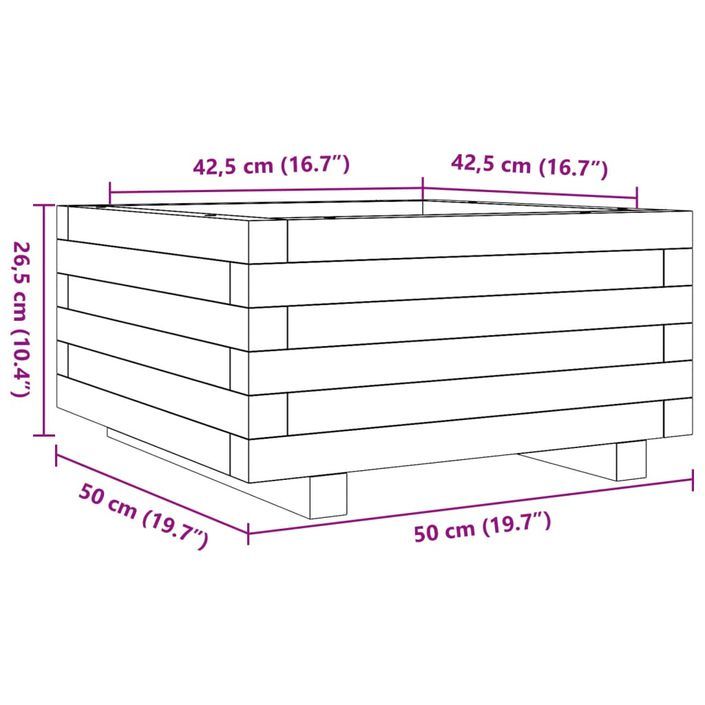 Jardinière blanc 50x50x26,5 cm bois de pin massif - Photo n°10