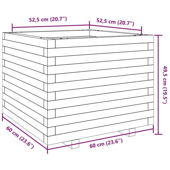 Jardinière blanc 60x60x49,5 cm bois de pin massif - Photo n°10