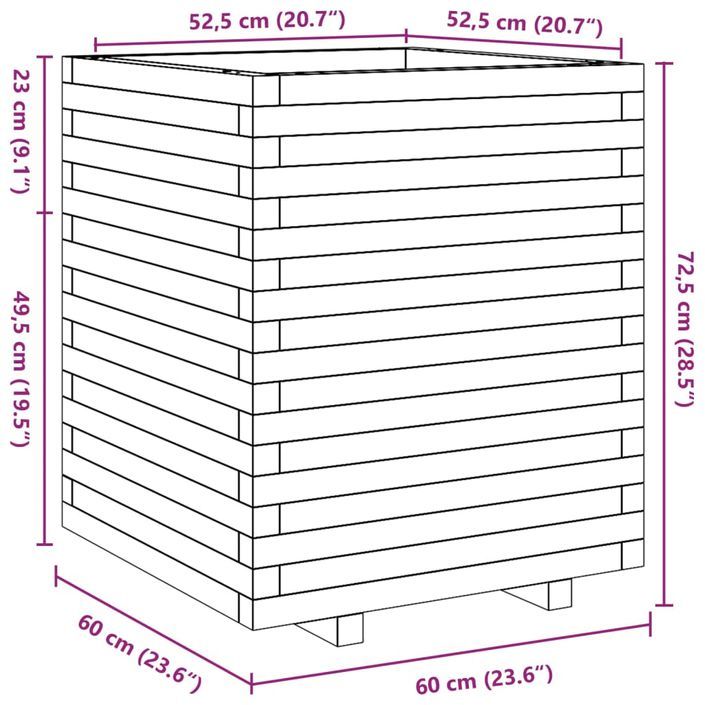 Jardinière blanc 60x60x72,5 cm bois de pin massif - Photo n°10