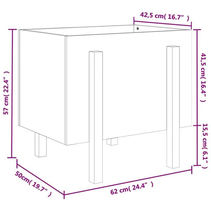 Jardinière blanc 62x50x57 cm bois massif de pin - Photo n°9