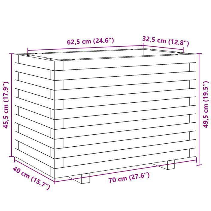 Jardinière blanc 70x40x49,5 cm bois de pin massif - Photo n°10