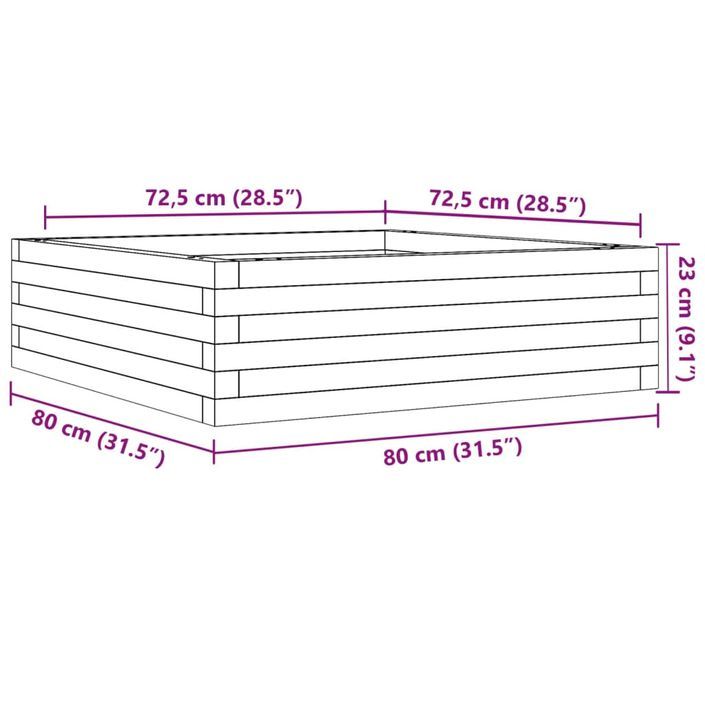 Jardinière blanc 80x80x23 cm bois de pin massif - Photo n°10