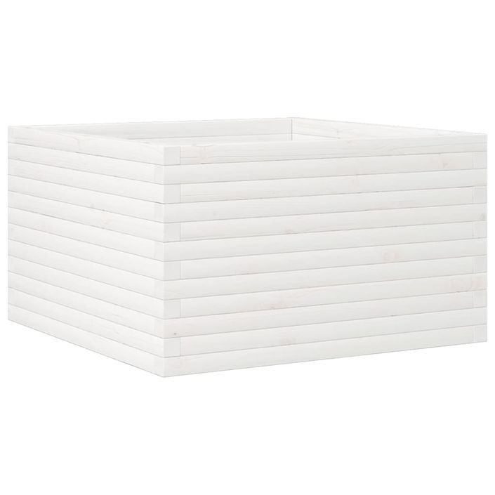 Jardinière blanc 80x80x45,5 cm bois de pin massif - Photo n°2