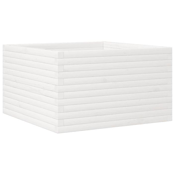 Jardinière blanc 80x80x45,5 cm bois de pin massif - Photo n°7