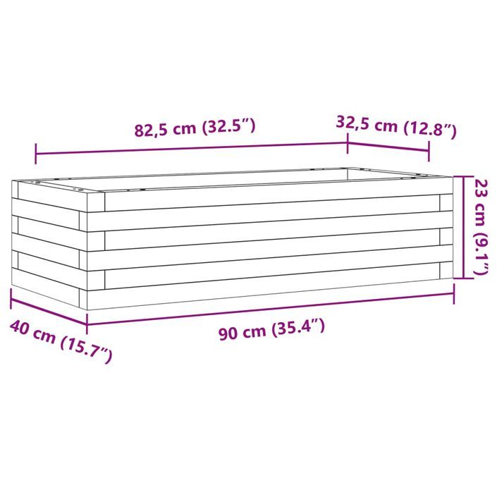 Jardinière blanc 90x40x23 cm bois de pin massif - Photo n°10