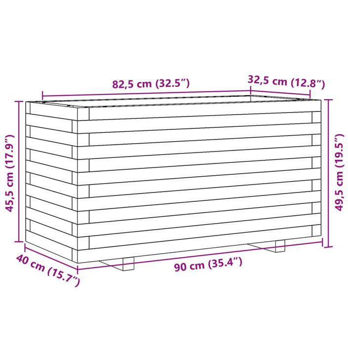 Jardinière blanc 90x40x49,5 cm bois de pin massif - Photo n°10