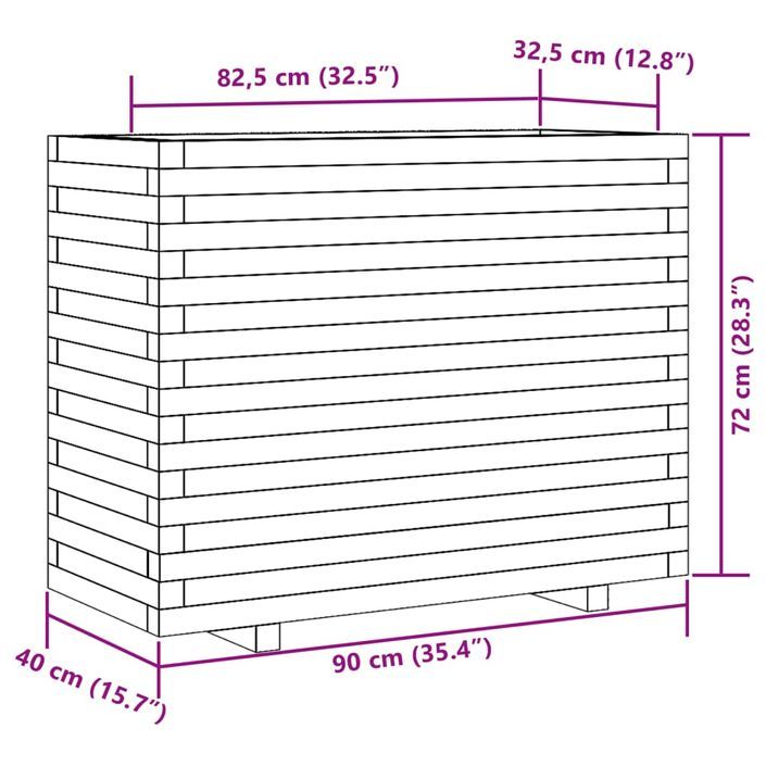 Jardinière blanc 90x40x72 cm bois de pin massif - Photo n°10