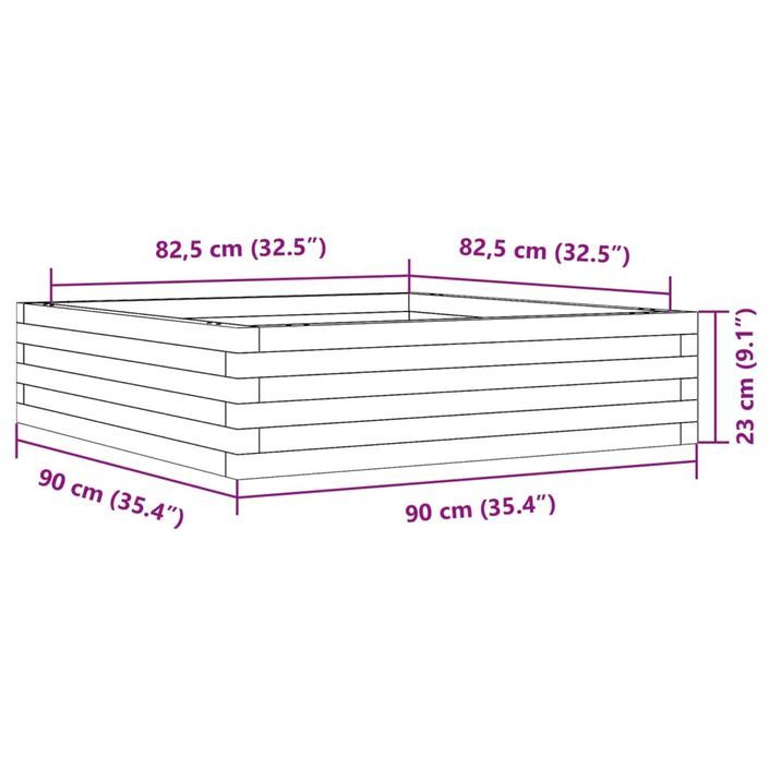 Jardinière blanc 90x90x23 cm bois de pin massif - Photo n°10