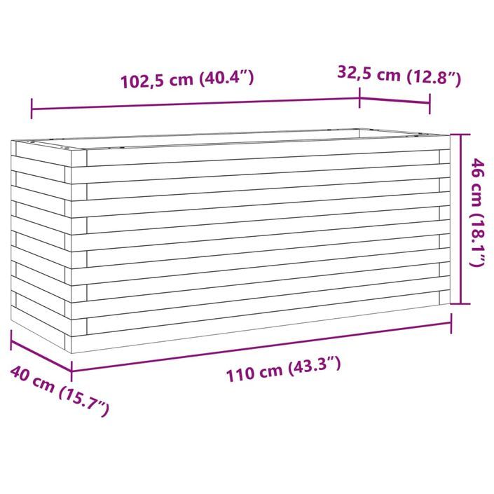 Jardinière cire marron 110x40x46 cm bois de pin massif - Photo n°10