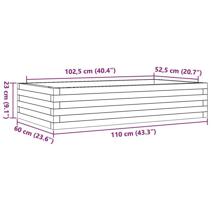 Jardinière cire marron 110x60x23 cm bois de pin massif - Photo n°10