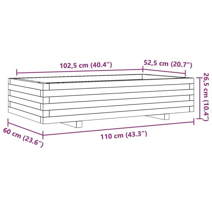 Jardinière cire marron 110x60x26,5 cm bois de pin massif - Photo n°10