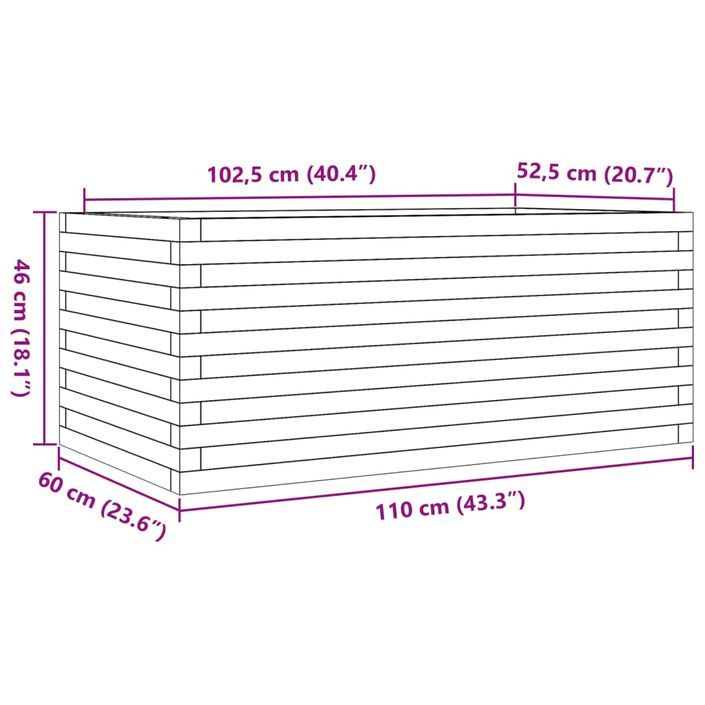 Jardinière cire marron 110x60x46 cm bois de pin massif - Photo n°10