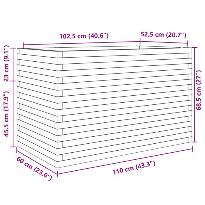 Jardinière cire marron 110x60x68,5 cm bois de pin massif - Photo n°10