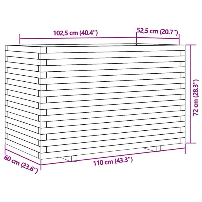 Jardinière cire marron 110x60x72 cm bois de pin massif - Photo n°10