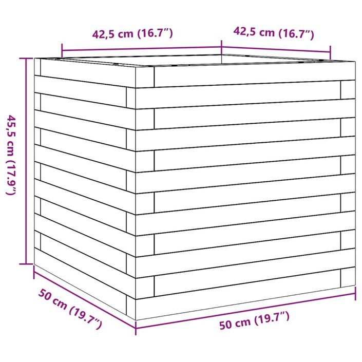 Jardinière cire marron 50x50x45,5 cm bois de pin massif - Photo n°10