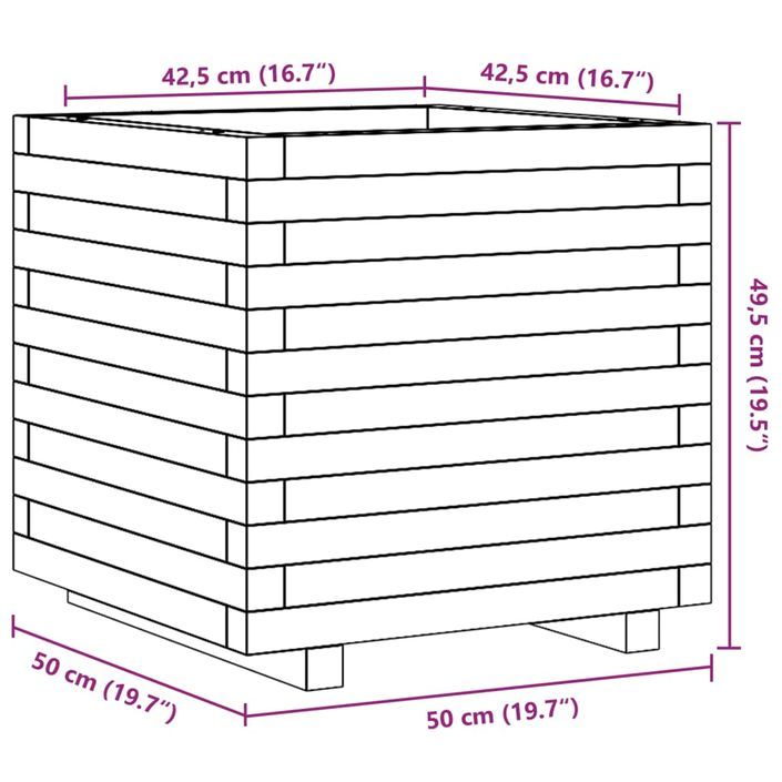 Jardinière cire marron 50x50x49,5 cm bois de pin massif - Photo n°10