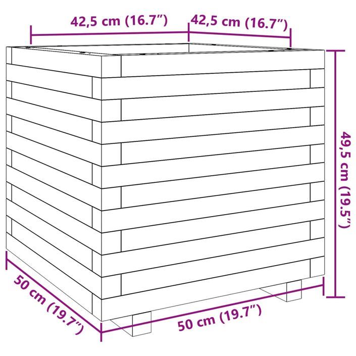 Jardinière cire marron 50x50x49,5 cm bois de pin massif - Photo n°10