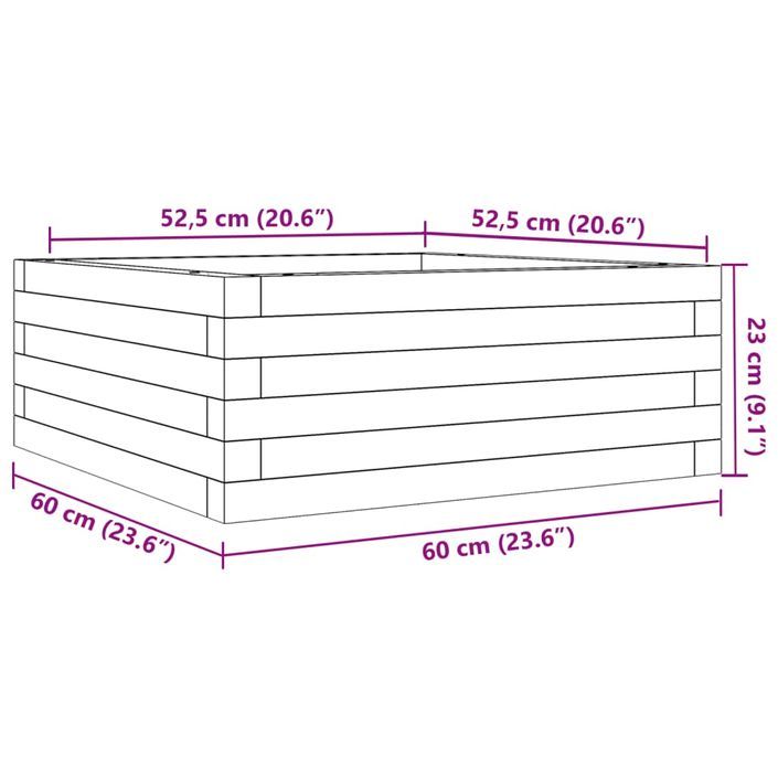 Jardinière cire marron 60x60x23 cm bois de pin massif - Photo n°10