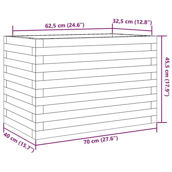 Jardinière cire marron 70x40x45,5 cm bois de pin massif - Photo n°10