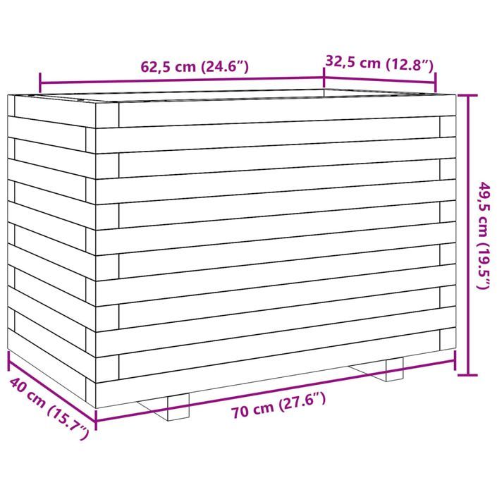 Jardinière cire marron 70x40x49,5 cm bois de pin massif - Photo n°10