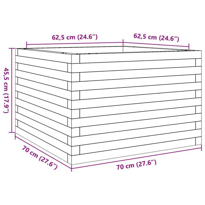 Jardinière cire marron 70x70x45,5 cm bois de pin massif - Photo n°10